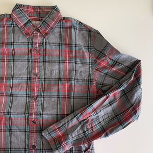 J. Crew | Red grey plaid button down
